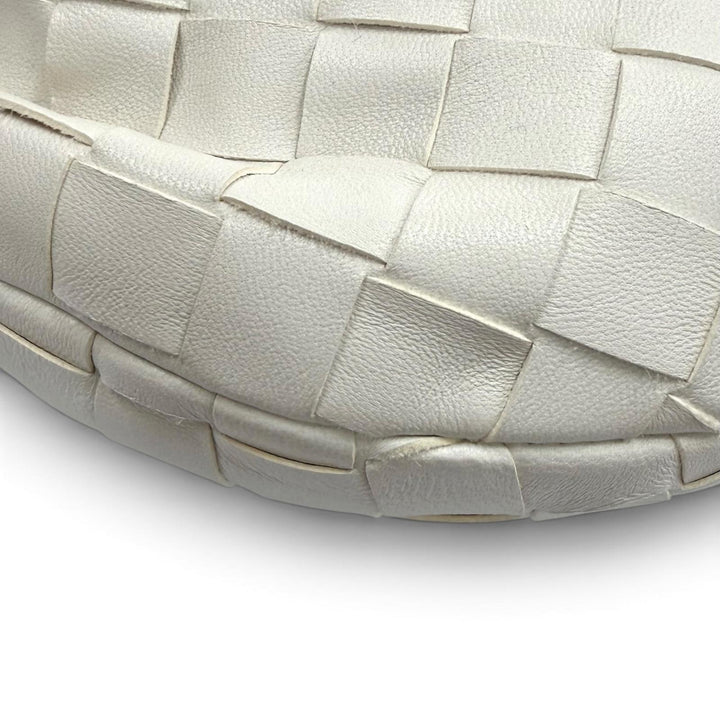 美品★BOTTEGAVENETA ボッテガヴェネタ 777607 ミニ ジョディ ハート イントレチャート レザー ハンドバッグ ホワイト レッド 伊製