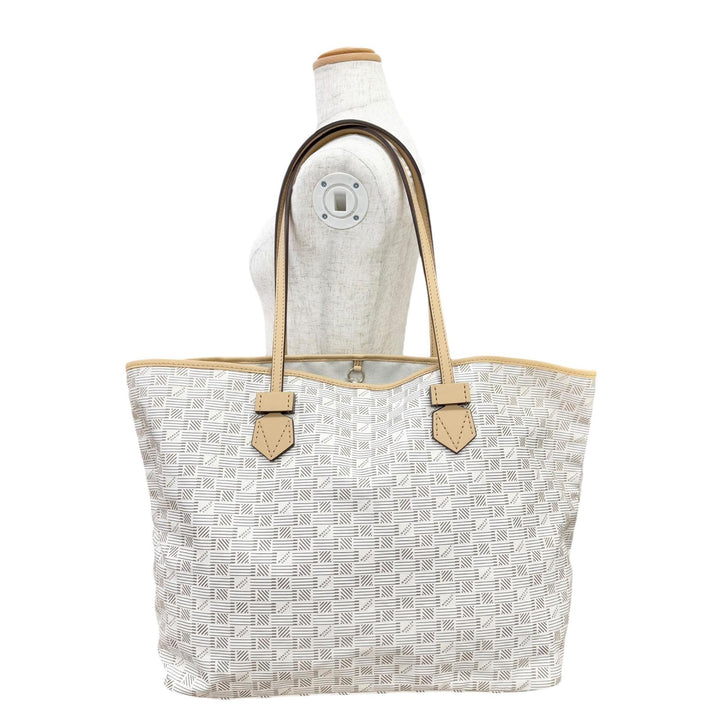 美品△MOREAU PARIS モローパリ サントロペ GM コーティングキャンバス レザー トートバッグ ベージュ レディース イタリア製 保存袋付き