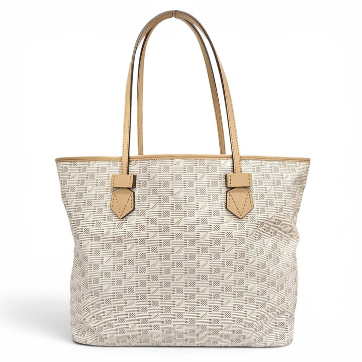 美品△MOREAU PARIS モローパリ サントロペ GM コーティングキャンバス レザー トートバッグ ベージュ レディース イタリア製 保存袋付き
