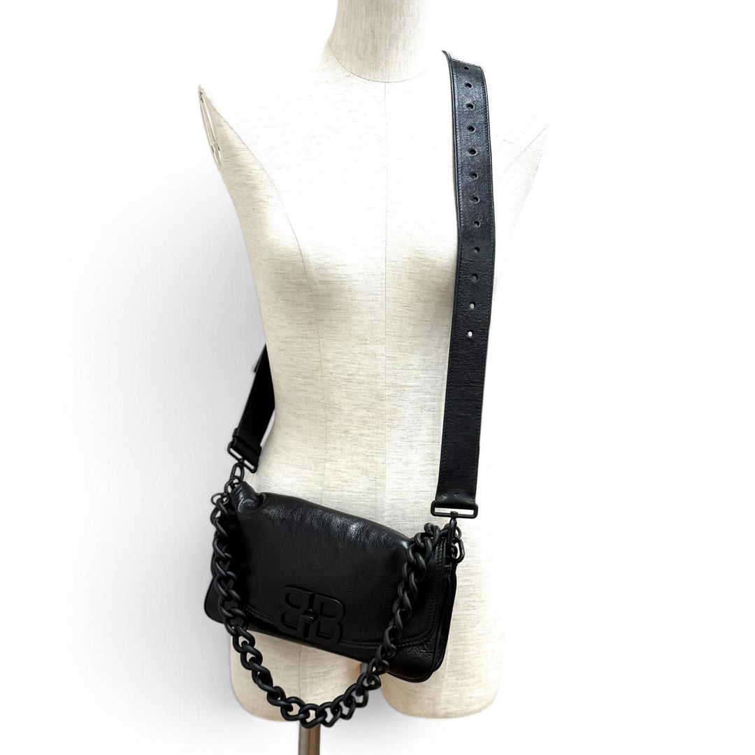 美品★BALENCIAGA バレンシアガ 748598 BBソフト レザー 2WAY ショルダーバッグ ブラック イタリア製 レディース 保存袋付き