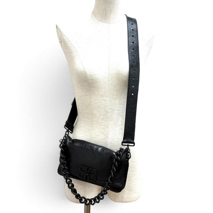 美品★BALENCIAGA バレンシアガ 748598 BBソフト レザー 2WAY ショルダーバッグ ブラック イタリア製 レディース 保存袋付き