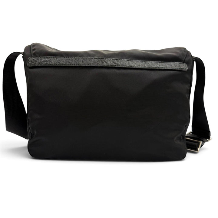 美品▼PRADA プラダ 1BD953 ナイロン レザー Re-Nylon トライアングルロゴ 三角プレート ショルダーバッグ ブラック メンズ 保存袋付き