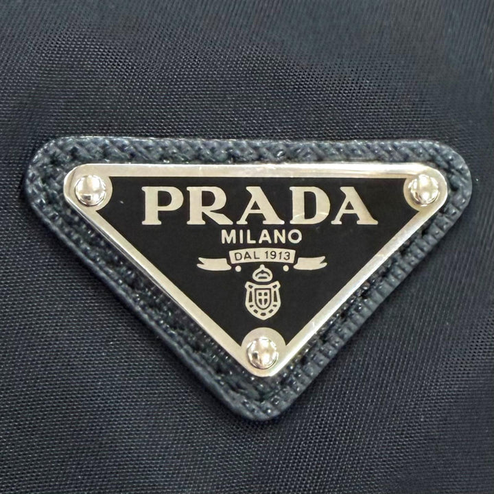 美品▼PRADA プラダ 1BD953 ナイロン レザー Re-Nylon トライアングルロゴ 三角プレート ショルダーバッグ ブラック メンズ 保存袋付き
