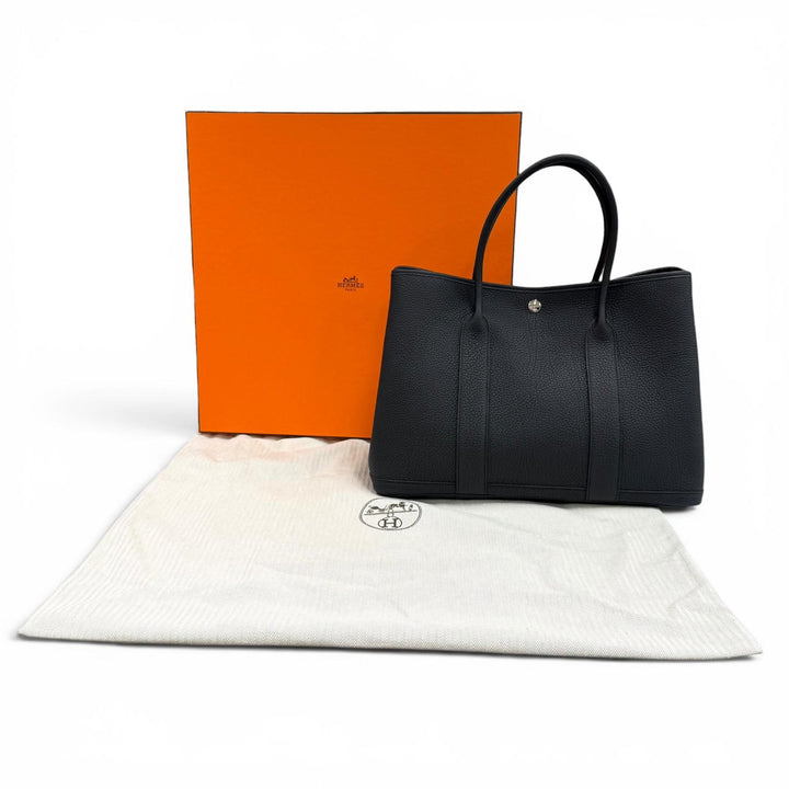 未使用品★HERMES エルメス ガーデンパーティ PM 36 ネゴンダ ブラック シルバー金具 セリエボタン トートバッグ K刻印 仏製 箱・袋付