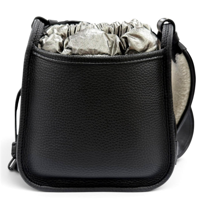 極美品☆MONCLER モンクレール ラニア PM ショルダーバッグ ロゴワッペン ボア レザー ブラック イタリア製 レディース 保存袋付き
