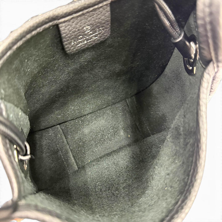 極美品☆MONCLER モンクレール ラニア PM ショルダーバッグ ロゴワッペン ボア レザー ブラック イタリア製 レディース 保存袋付き