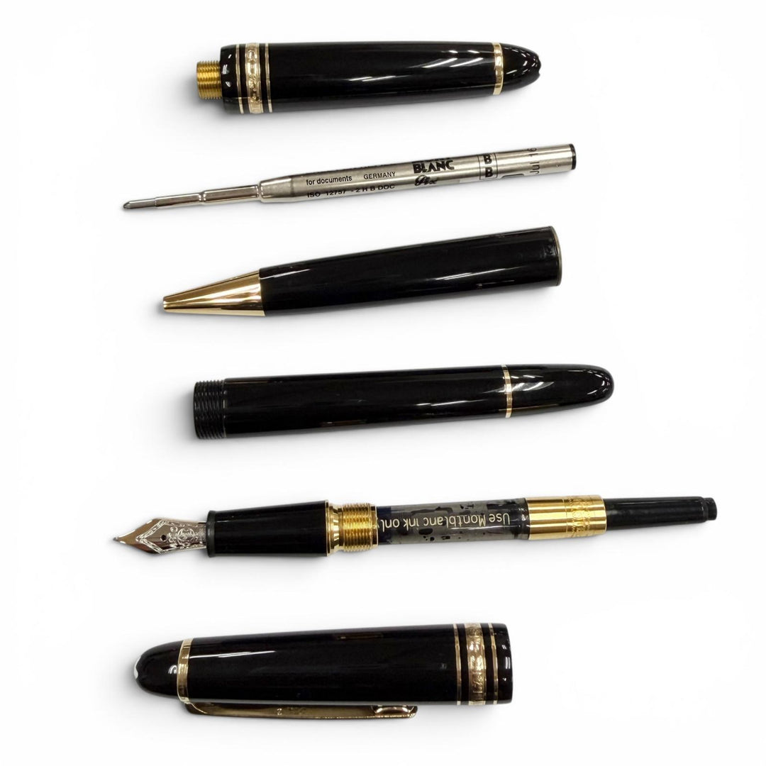 極美品▼MONTBLANC モンブラン マイスターシュテュック 145 クラシック ル グラン ペン先14K Fニブ ボールペン 2本セット 万年筆 筆記◎