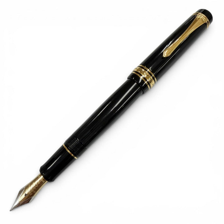 美品▼PILOT パイロット ペン先18K Mニブ 創立75周年記念 75th Anniversary 万年筆 ブラック ゴールド メンズ インク付き