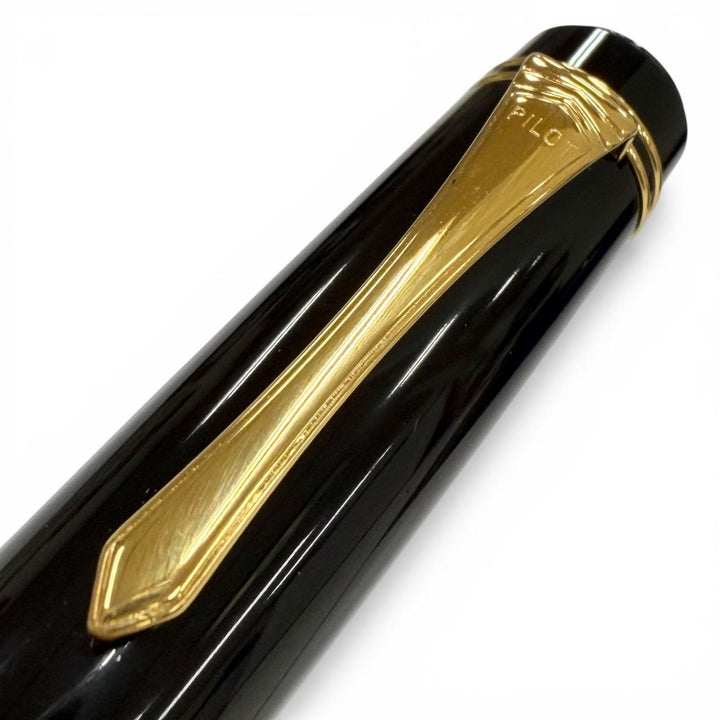 美品▼PILOT パイロット ペン先18K Mニブ 創立75周年記念 75th Anniversary 万年筆 ブラック ゴールド メンズ インク付き