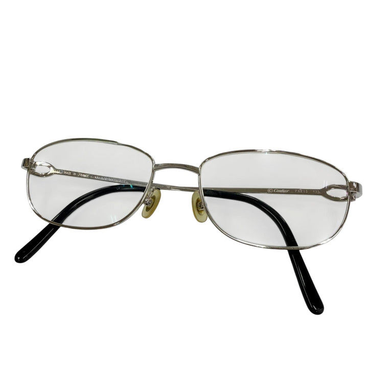 人気▼Cartier カルティエ 2C デコール メガネ 眼鏡 アイウェア シルバー ブラック 51□16 135 度入り フランス製 メンズ