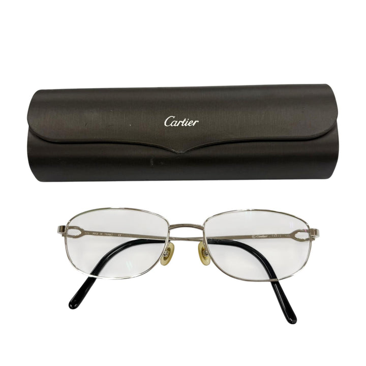 人気▼Cartier カルティエ 2C デコール メガネ 眼鏡 アイウェア シルバー ブラック 51□16 135 度入り フランス製 メンズ