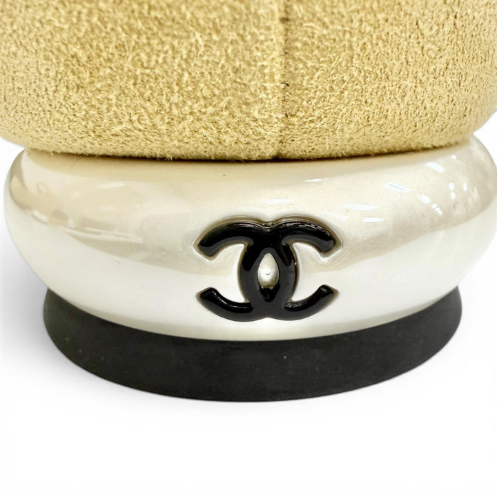 極美品△CHANEL シャネル G39281 メリージェーン スウェードレザー ココマーク アンクルストラップ バイカラー フラットパンプス 36 伊製