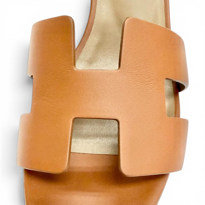 極美品△HERMES エルメス 172196Z レジェンド Hロゴ アンクルストラップ レザー ウエッジソール サンダル ブラウン 36.5 箱・保存袋付き