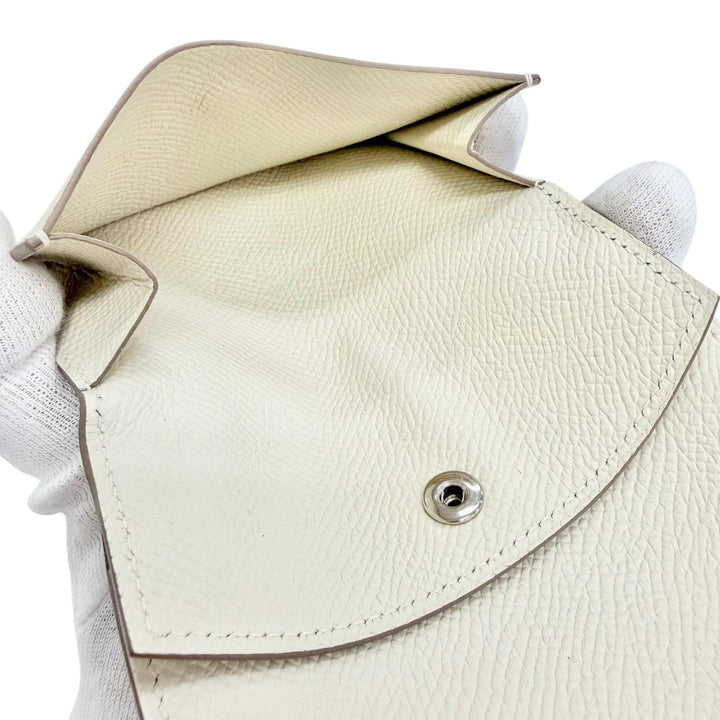 未使用品△HERMES エルメス ベアン ミニ ヴォーエプソン クレ シルバー金具 コインケース コンパクトウォレット 二つ折り財布 W刻印 仏製