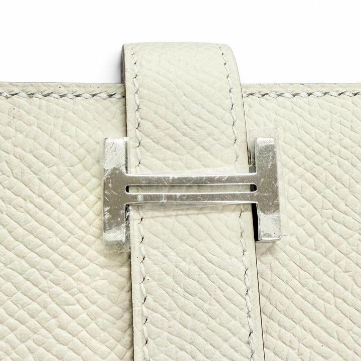 未使用品△HERMES エルメス ベアン ミニ ヴォーエプソン クレ シルバー金具 コインケース コンパクトウォレット 二つ折り財布 W刻印 仏製