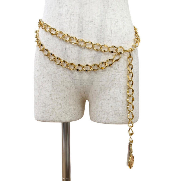 美品△CHANEL シャネル ヴィンテージ 31 RUE CAMBON GP ココマーク コインモチーフ チェーン ベルト ゴールド レディース 箱付き