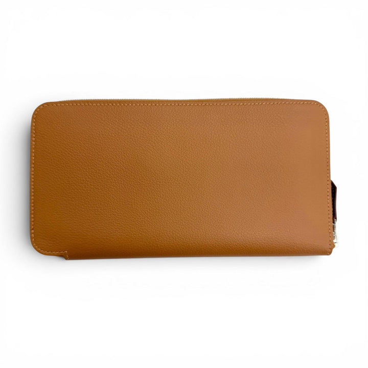 未使用△HERMES エルメス アザップ ロング シルクイン エバーカラー ゴールド シルバー金具 ラウンドファスナー 長財布 W刻印 仏製 箱付