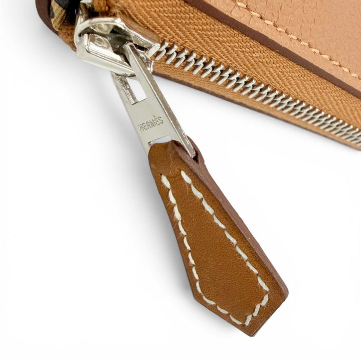 未使用△HERMES エルメス アザップ ロング シルクイン エバーカラー ゴールド シルバー金具 ラウンドファスナー 長財布 W刻印 仏製 箱付