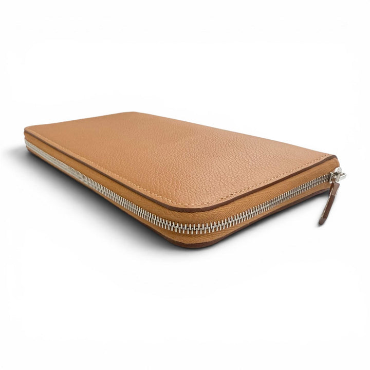 未使用△HERMES エルメス アザップ ロング シルクイン エバーカラー ゴールド シルバー金具 ラウンドファスナー 長財布 W刻印 仏製 箱付