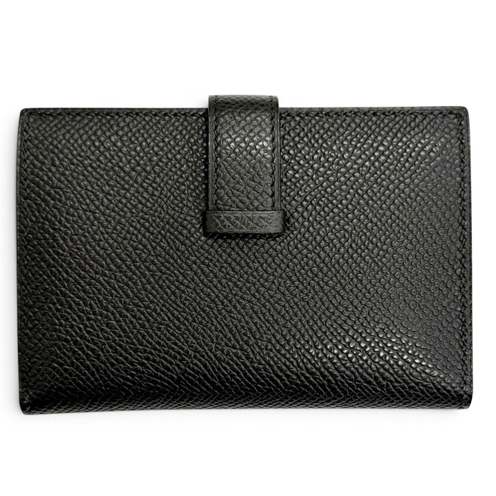 美品△HERMES エルメス ベアン ミニ ヴォーエプソン シルバー金具 コイン入れ有 コンパクトウォレット 二つ折り財布 ブラック K刻印 箱付