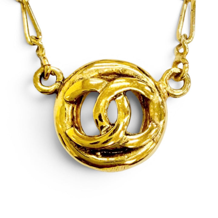 良品△CHANEL シャネル ヴィンテージ サークルココマーク 1983 ネックレス アクセサリー ゴールド フランス製 レディース