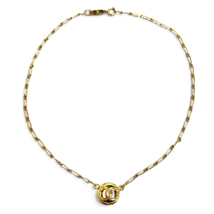 良品△CHANEL シャネル ヴィンテージ サークルココマーク 1983 ネックレス アクセサリー ゴールド フランス製 レディース