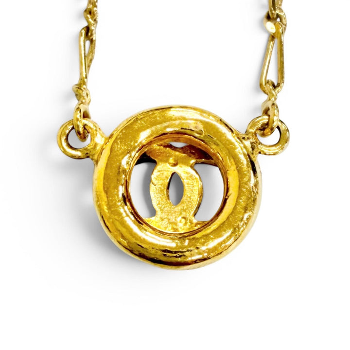 良品△CHANEL シャネル ヴィンテージ サークルココマーク 1983 ネックレス アクセサリー ゴールド フランス製 レディース