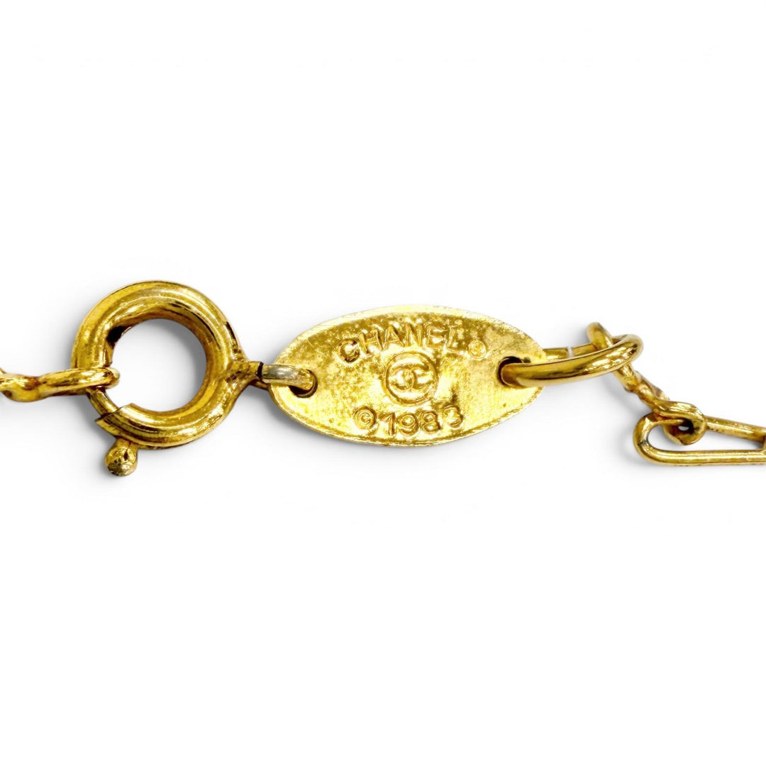 良品△CHANEL シャネル ヴィンテージ サークルココマーク 1983 ネックレス アクセサリー ゴールド フランス製 レディース