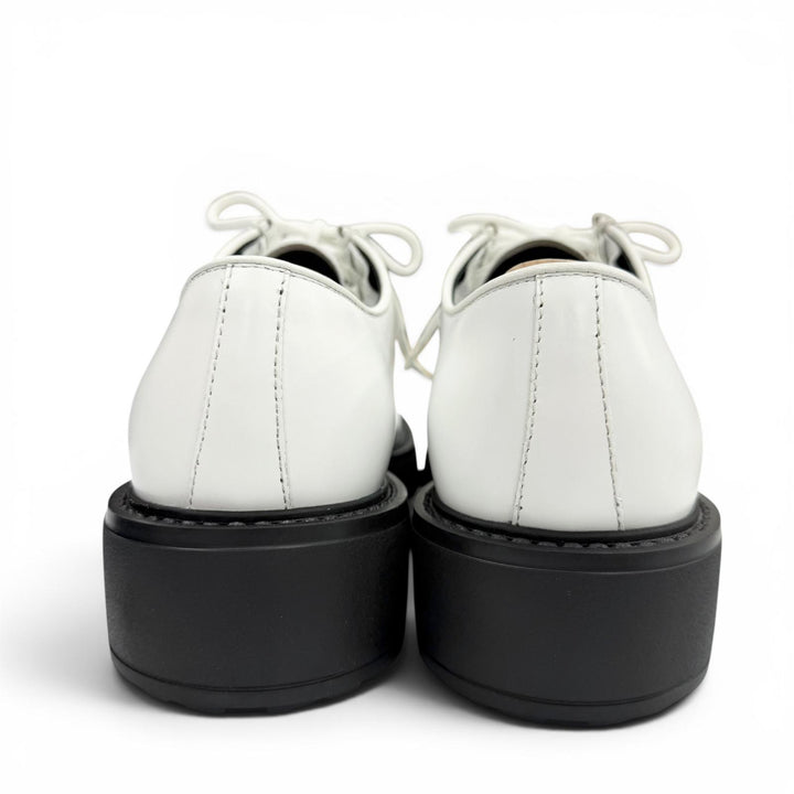 未使用品▼PRADA プラダ 2EG419 ダイアパソン オペークブラッシュドレザー シューズ ホワイト 5.5 (24.5cm) 伊製 メンズ 箱・保存袋付き