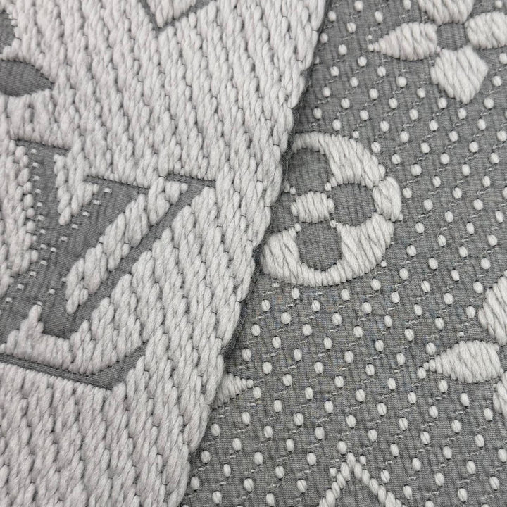 美品★LOUIS VUITTON ルイヴィトン M74742 エシャルプロゴマニア ウール シルク混 グリペルル フリンジ マフラー イタリア製 正規品