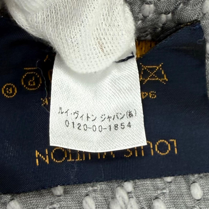 美品★LOUIS VUITTON ルイヴィトン M74742 エシャルプロゴマニア ウール シルク混 グリペルル フリンジ マフラー イタリア製 正規品