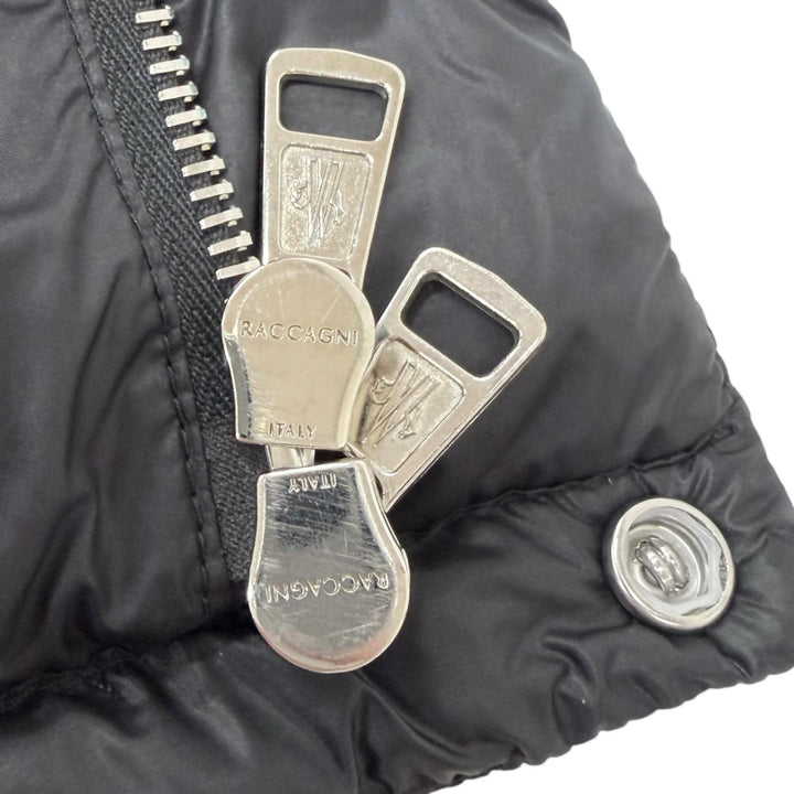 美品□MONCLER モンクレール 20-21AW BOUTMY GIUBBOTTO レザー切り替え WZIP ロゴワッペン ライトダウンジャケット ブラック 1 正規品