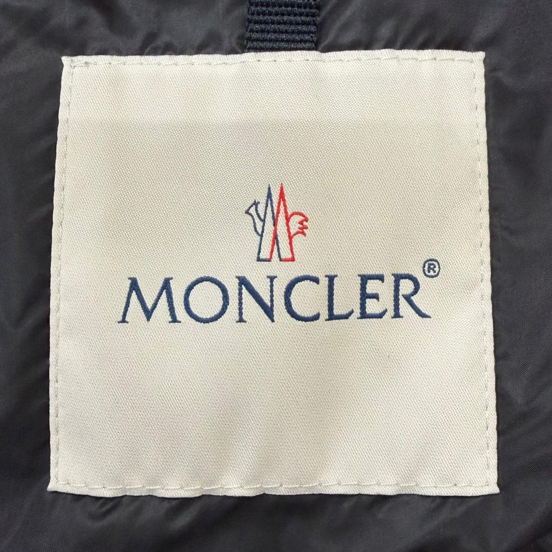 美品□MONCLER モンクレール 20-21AW BOUTMY GIUBBOTTO レザー切り替え WZIP ロゴワッペン ライトダウンジャケット ブラック 1 正規品