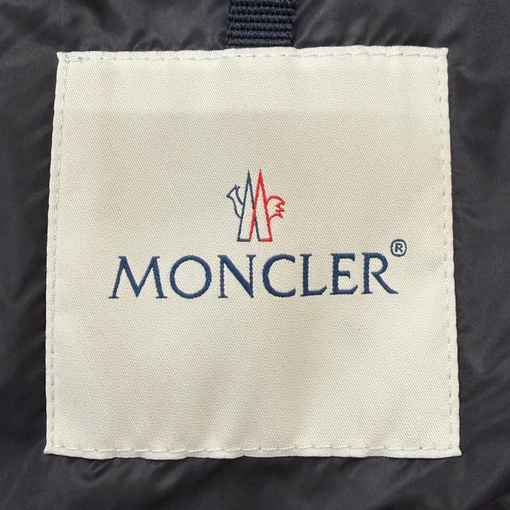 美品□MONCLER モンクレール 20-21AW BOUTMY GIUBBOTTO レザー切り替え WZIP ロゴワッペン ライトダウンジャケット ブラック 1 正規品