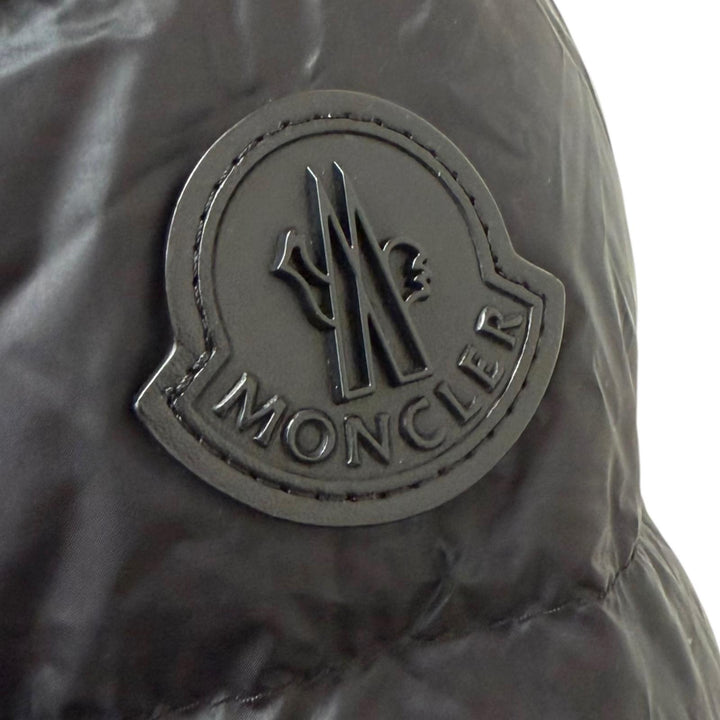 美品□MONCLER モンクレール 20-21AW BOUTMY GIUBBOTTO レザー切り替え WZIP ロゴワッペン ライトダウンジャケット ブラック 1 正規品