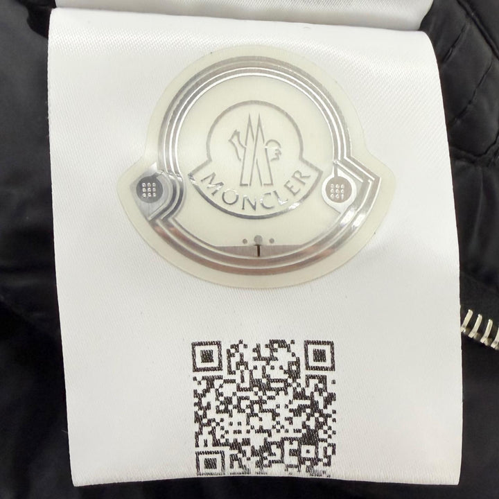 美品□MONCLER モンクレール 20-21AW BOUTMY GIUBBOTTO レザー切り替え WZIP ロゴワッペン ライトダウンジャケット ブラック 1 正規品
