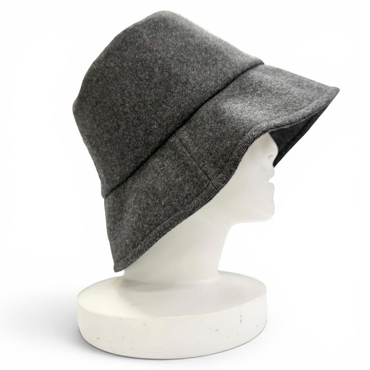 未使用品△CHANEL シャネル 21B カシミヤ ウール ココマーク ラメ糸入り バケットハット 帽子 グレー シルバー金具 L イタリア製 正規品