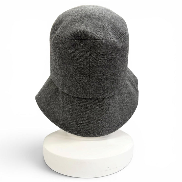 未使用品△CHANEL シャネル 21B カシミヤ ウール ココマーク ラメ糸入り バケットハット 帽子 グレー シルバー金具 L イタリア製 正規品