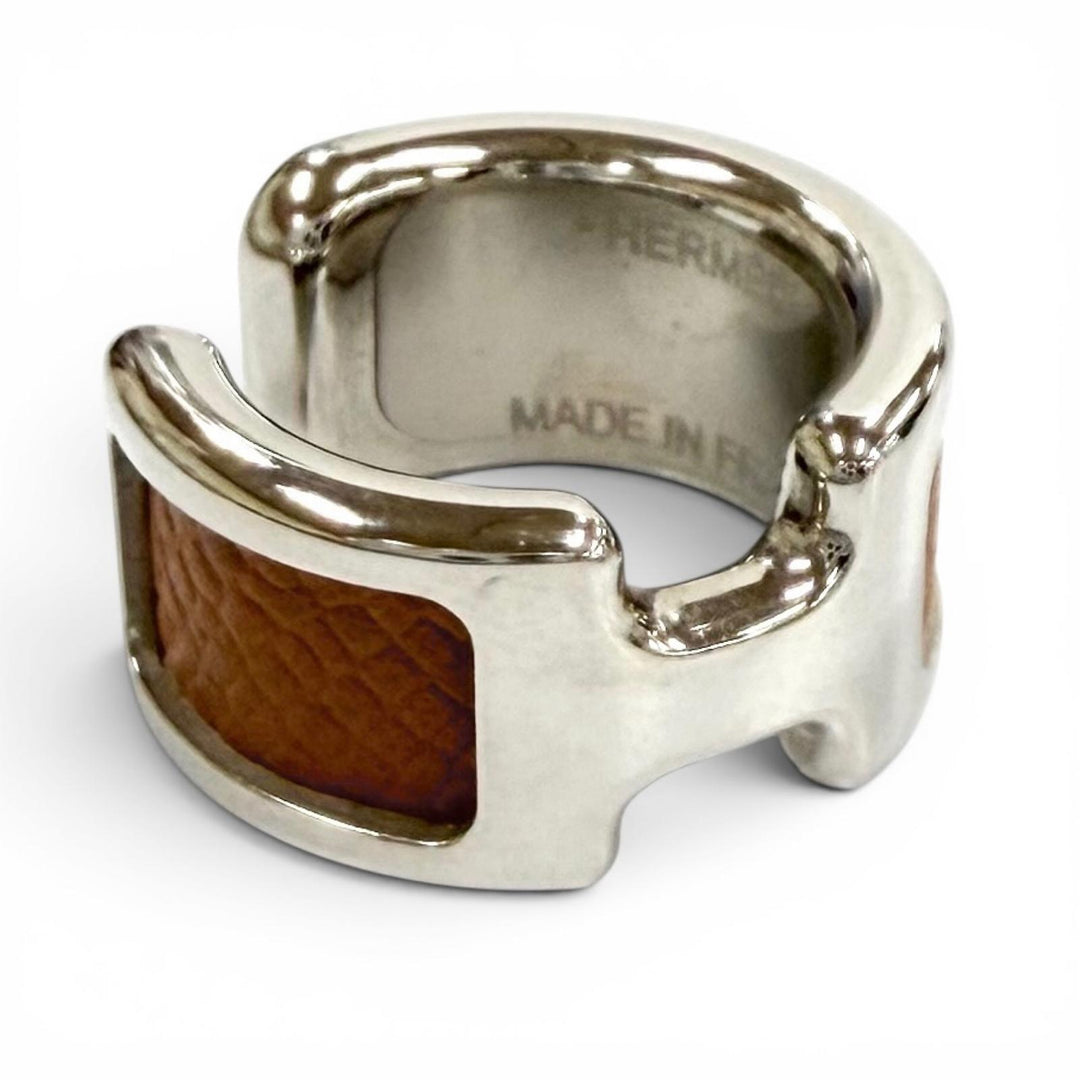極美品★HERMES エルメス イヤーカフ オランプ PM ゴールド ヴォーエプソン シルバー金具 フランス製 レディース 箱・保存袋付き