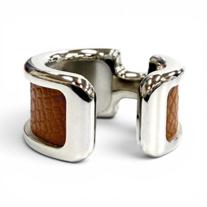 極美品★HERMES エルメス イヤーカフ オランプ PM ゴールド ヴォーエプソン シルバー金具 フランス製 レディース 箱・保存袋付き