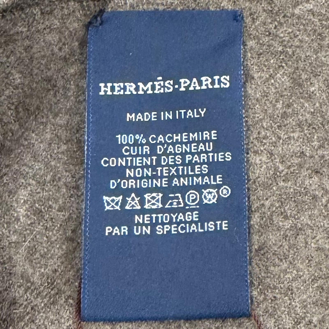 未使用品▼HERMES エルメス カヴァルカドゥール エスキス カシミヤ100% エトゥープ 現行品 フリンジ マフラー 伊製 メンズ 定価272800円