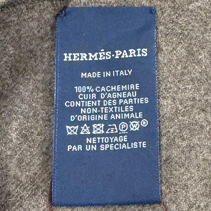 未使用品▼HERMES エルメス カヴァルカドゥール エスキス カシミヤ100% エトゥープ 現行品 フリンジ マフラー 伊製 メンズ 定価272800円