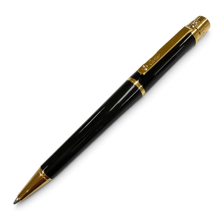 極美品▼Cartier カルティエ OP000225 サントス ドゥ カルティエ LM コンポジット フィニッシュ ボールペン ブラック ゴールド 筆記◎