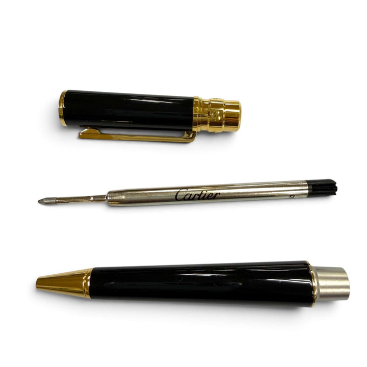 極美品▼Cartier カルティエ OP000225 サントス ドゥ カルティエ LM コンポジット フィニッシュ ボールペン ブラック ゴールド 筆記◎