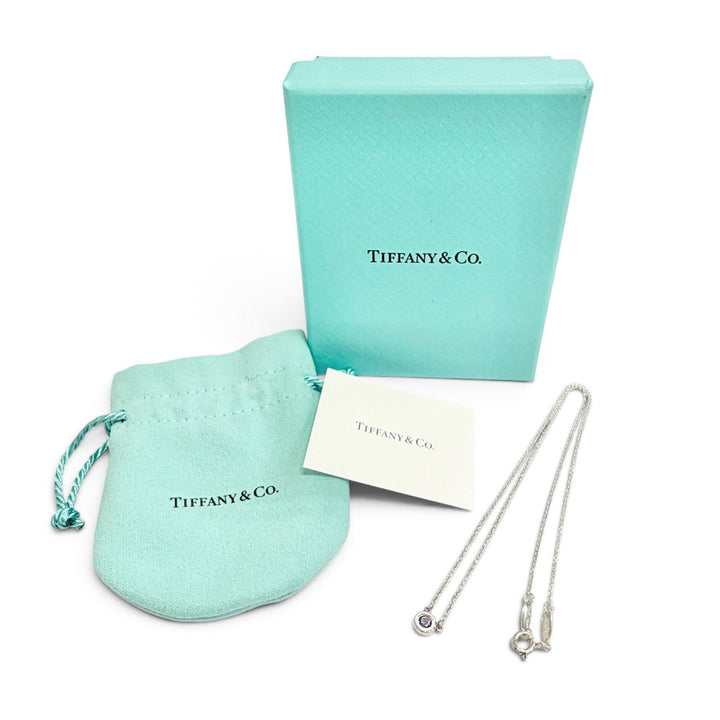 極美品△TIFFANY&amp;Co. ティファニー カラー バイザヤード ペンダント AG925 アメジスト ネックレス パープル 重量1.9g 2026年1月購入品