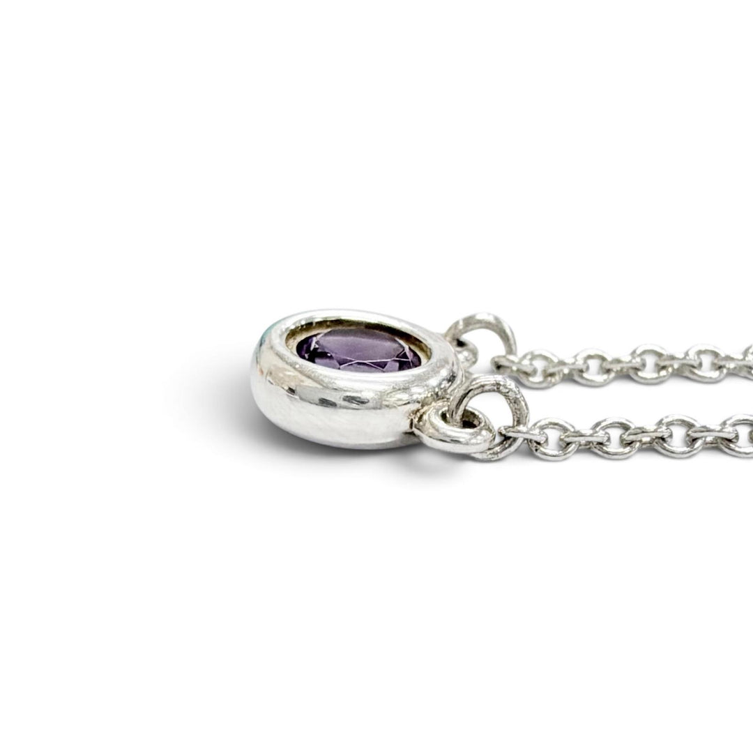 極美品△TIFFANY&amp;Co. ティファニー カラー バイザヤード ペンダント AG925 アメジスト ネックレス パープル 重量1.9g 2026年1月購入品