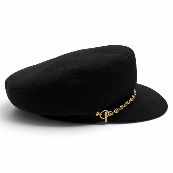 美品☆HERMES エルメス ベルイル キャスケット カシミヤ100％ ゴールド金具 シェーヌダンクル ブラック 56 フランス製 正規品 レディース
