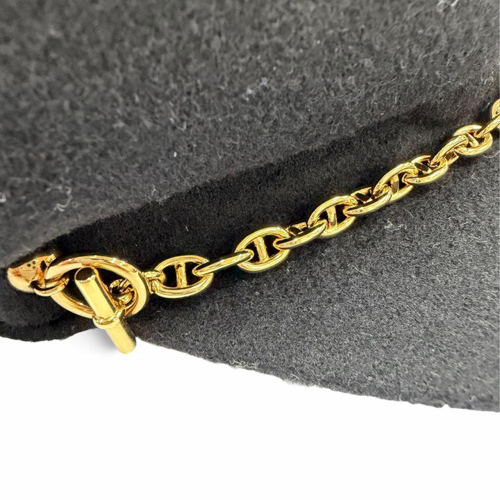 美品☆HERMES エルメス ベルイル キャスケット カシミヤ100％ ゴールド金具 シェーヌダンクル ブラック 56 フランス製 正規品 レディース