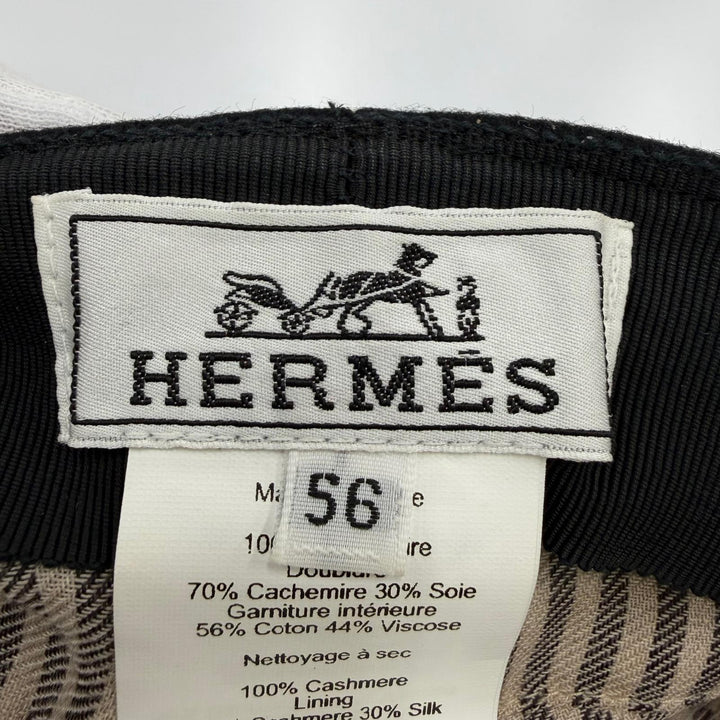美品☆HERMES エルメス ベルイル キャスケット カシミヤ100％ ゴールド金具 シェーヌダンクル ブラック 56 フランス製 正規品 レディース