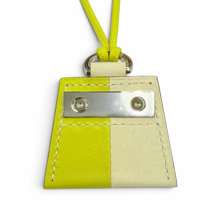 未使用品☆HERMES エルメス モンプティケリー ネックレス レザー ライム/クレ シルバー金具 フランス製 レディース 箱・保存袋付き